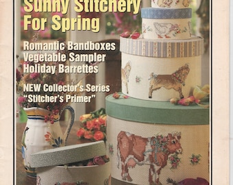 Cross Stitch and Country Crafts, May 1991, BH&G, 25 projecta, barrets, samplers, towells, beaded hat boxes