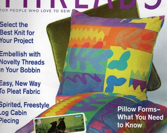 Threads Magazine, #97 Nov 2001. Taunton Press, new pleating tecniques, embellish w novelty thread, log cabin quilting, sent tracked parcel