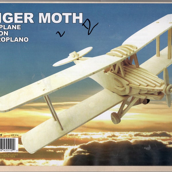 3D Wooden puzzle, Tiger Moth, aircraft model, punch out pieces, Have fun learning, inexpensive shipping, airplanes