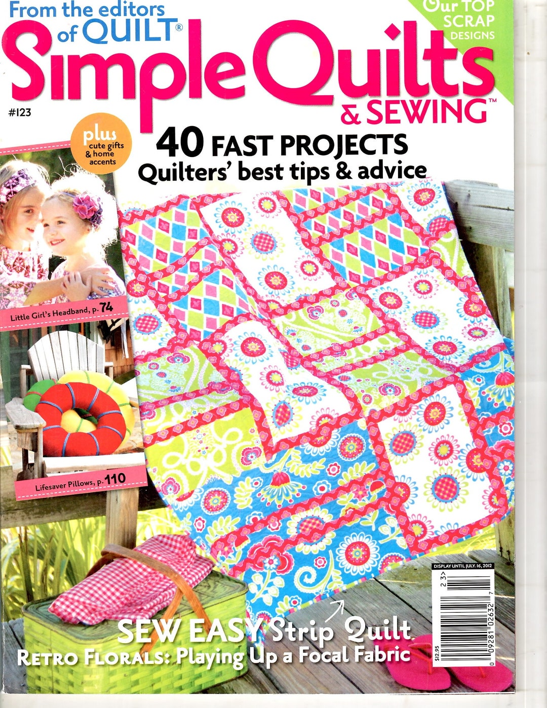 Simple Quilts Magazine, 40 Fast Projects, Strip Quilt, Retro Florals