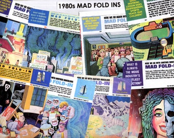 vintage des années 1980, Mad Magazine, volets repliés, 3 lots, Al Jaffee, PDF, téléchargement numérique, 8 couvertures, contenu à 50 %, satire