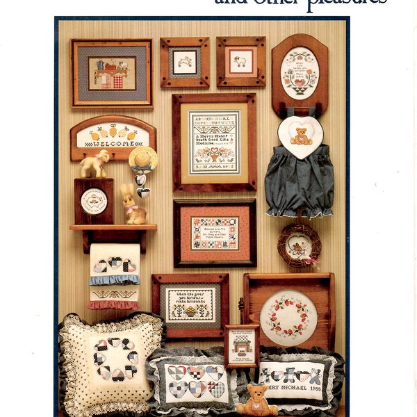 Vintage   1986, Patchwork Hearts, and other pleasures, cross stitch, 17 designs, 3 alphabets, book 2, 11 pages, inexpensive shipping