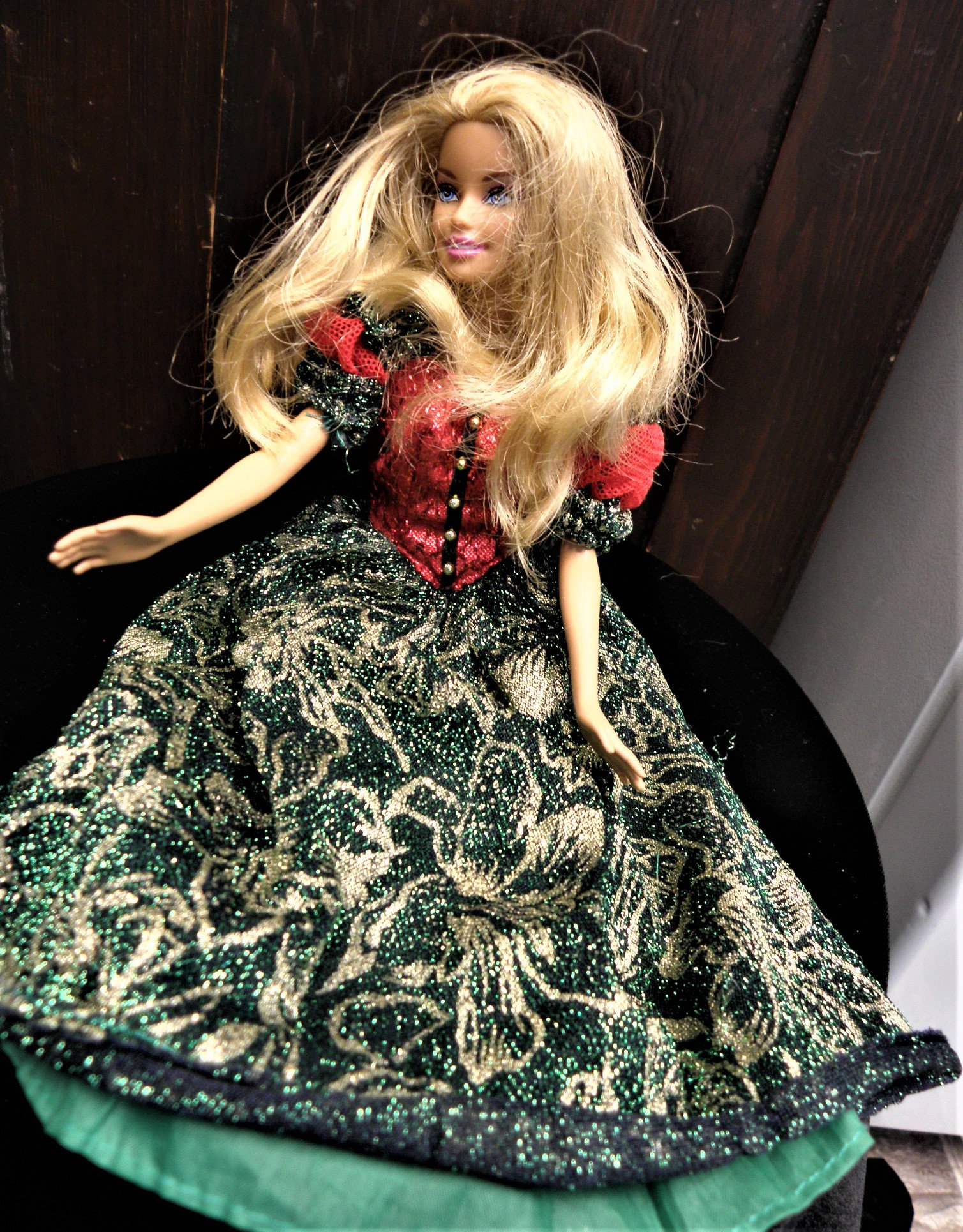 Vintage Mattel Official Barbie Clothing a Green Gold 2 Layered Gown With Red Bodice Puff Sleeves G Condition No Doll Clothes Only Etsy Australia