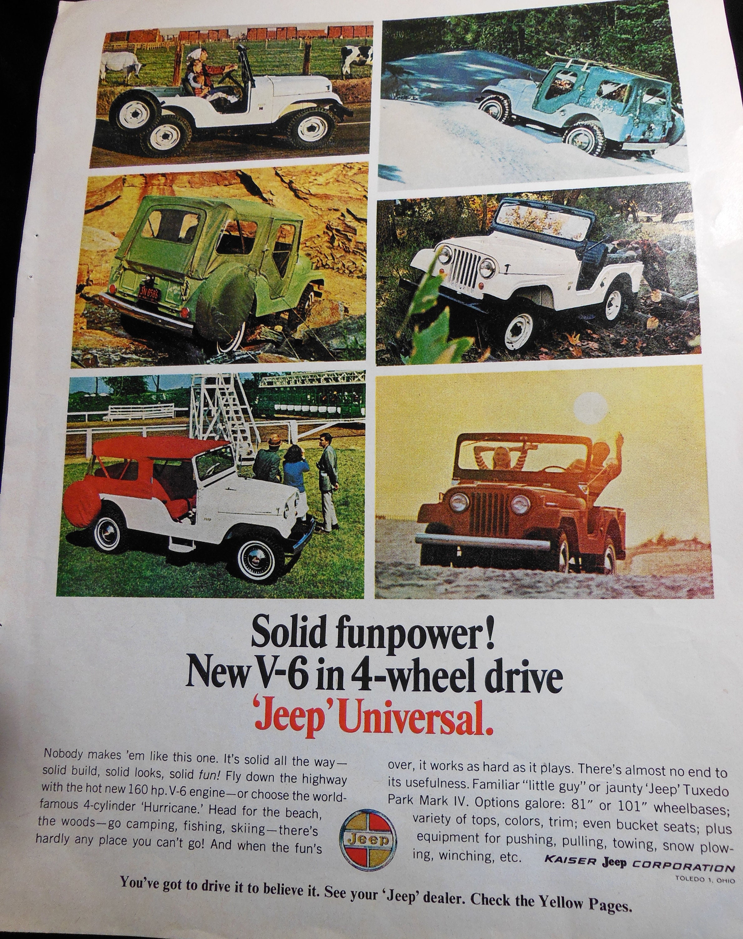 Vintage Magazine Ad 1966 Jeep Universal V6 Funpower Iconic Etsy India