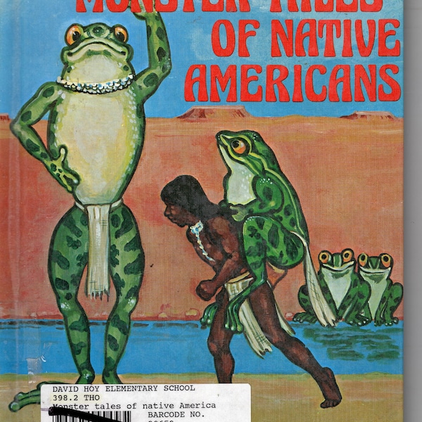 1979, hardcover, Monster Tales of Native Americans, Crestwood House, ex library, Indigenous art, fables