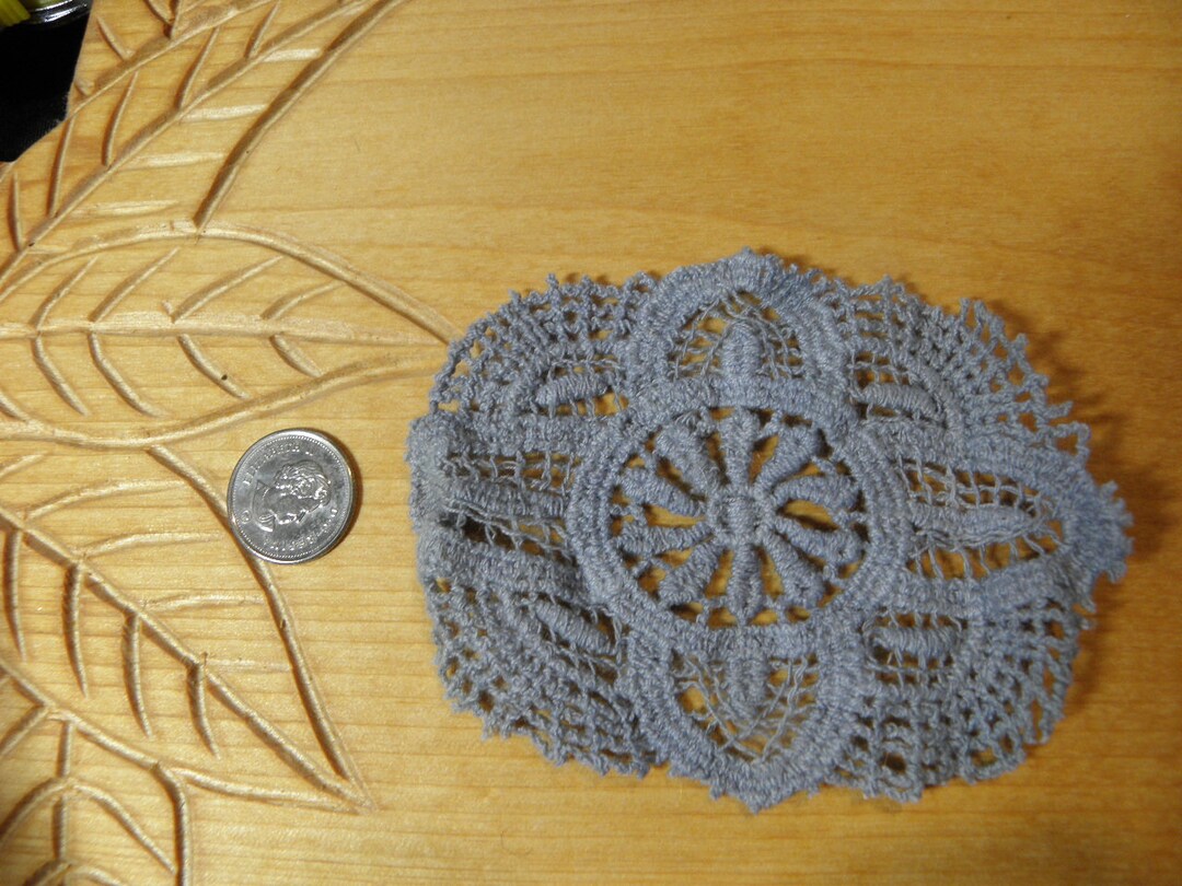 Vicky's Artisan Dollhouse Miniatures 3.5 9 Cm by 2.5 6.25 Cm Lacey Blue Cotton Crocheted 112