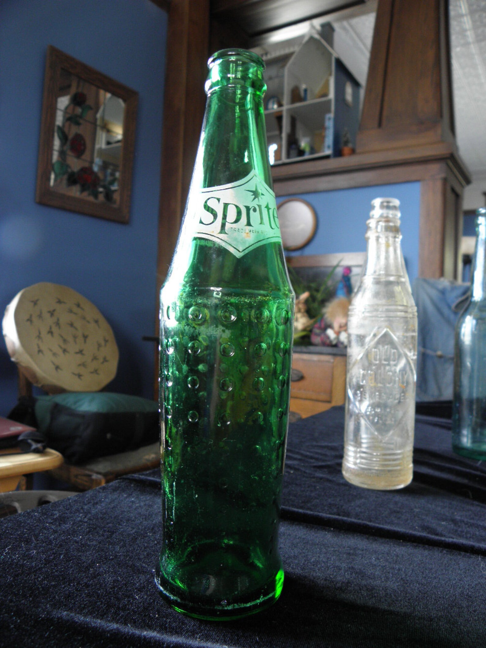 Vintage 1960s Sprite bottle green glass dimpled acl very Etsy