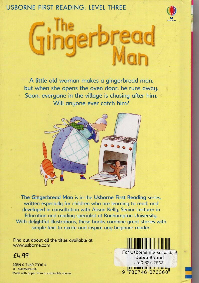 The Gingerbread Man Usborne First Reading Retold by Mairi Etsy