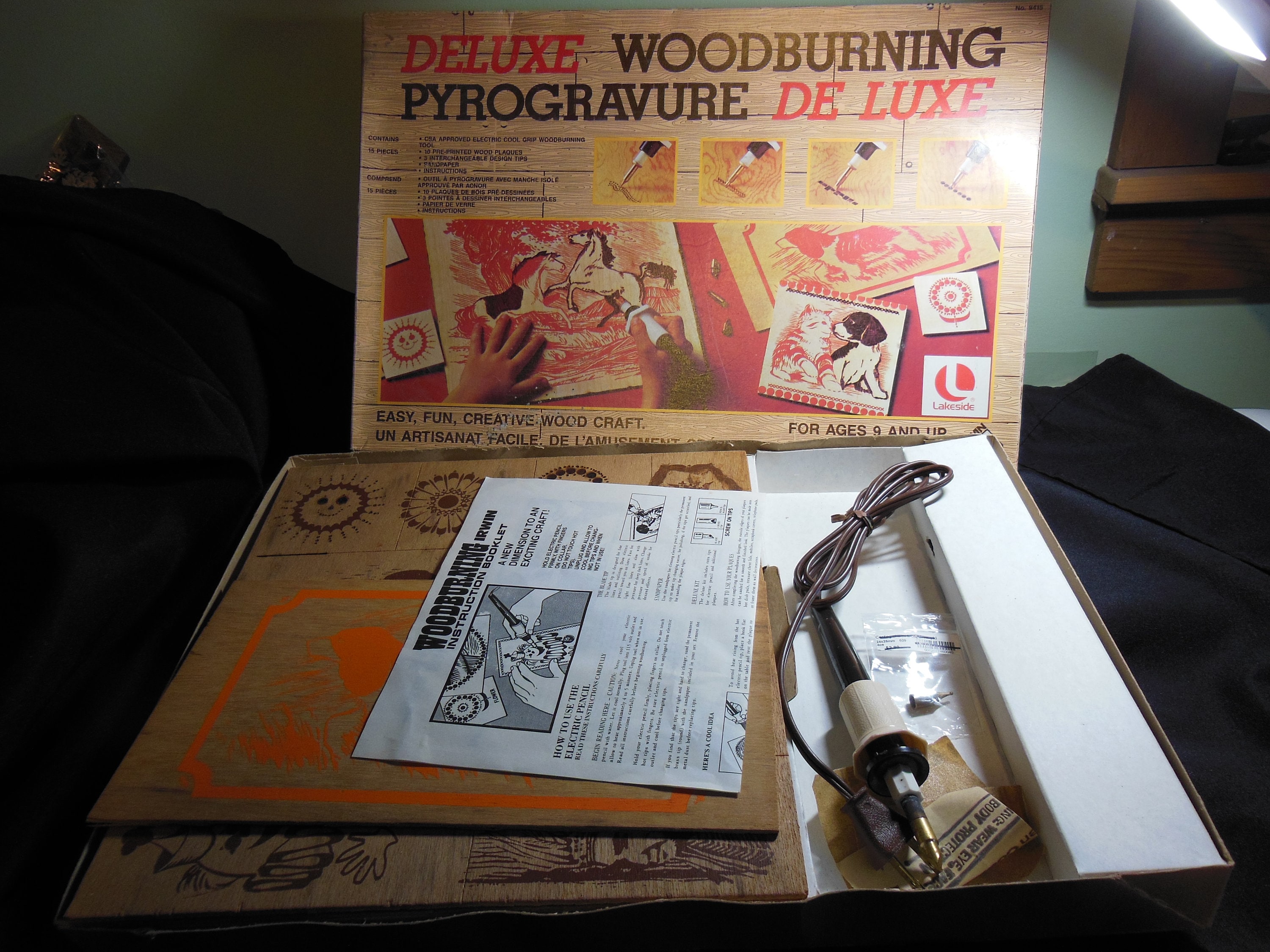 Vintage 1970s or 80s, Deluxe Woodburning Kit, Lakeside, Irwin Toys,  Original Box, 1 Tip Missing, Otherwise Complete, Inexpensive Shipping 