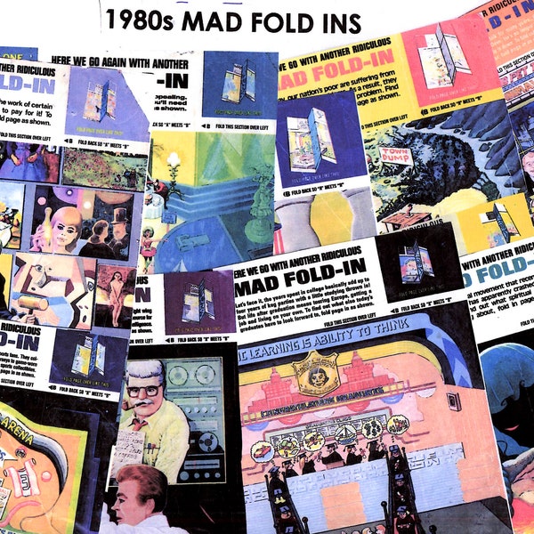 Vintage 1980s, Mad Magazine, Fold Ins, Batch 2, Al Jaffee, PDFs, digital download, 10 covers, at 50 per cent, satire
