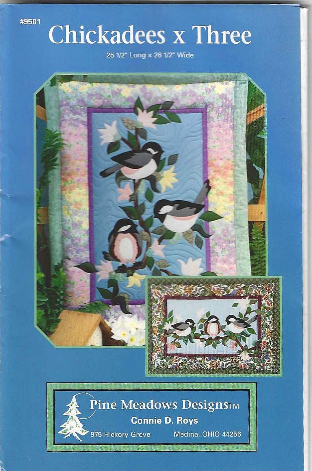 Chickadees Times Three, NEW Quilt Pattern, 25 by 19 Inches, Machine ...