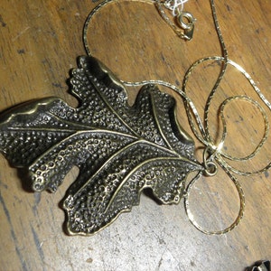 Copper Oak Leaf, Pendant on 18 inch gold chain necklace, falls to 11 inches,