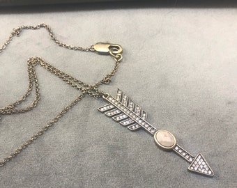 Art Deco Arrow Necklace: Crystal & Stone Vintage Style