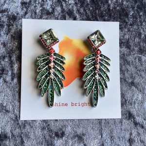 Leaf earrings, 2in1 earrings, Swarovski earrings, Christmas earrings, occasion earrings, crystal earrings