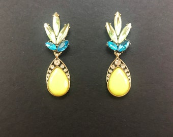 Crystal Pineapple Drop Earrings: Art Deco Gatsby Style