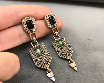 Art Deco earrings, vintage earrings, Gatsby earrings, 1930s earrings, Christmas earrings, wedding earrings , antique earrings, gold earrings
