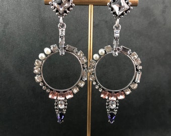 Art Deco Crystal Pearl Drop Earrings: Geometric Occasion Jewelry