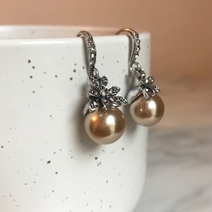 Pearl earrings, pearl drop earrings, Art Deco earrings, art nouveau earrings, vintage earrings, wedding earrings, wedding jewellery