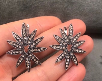Crystal Flower Earrings: Art Deco Wedding Jewelry