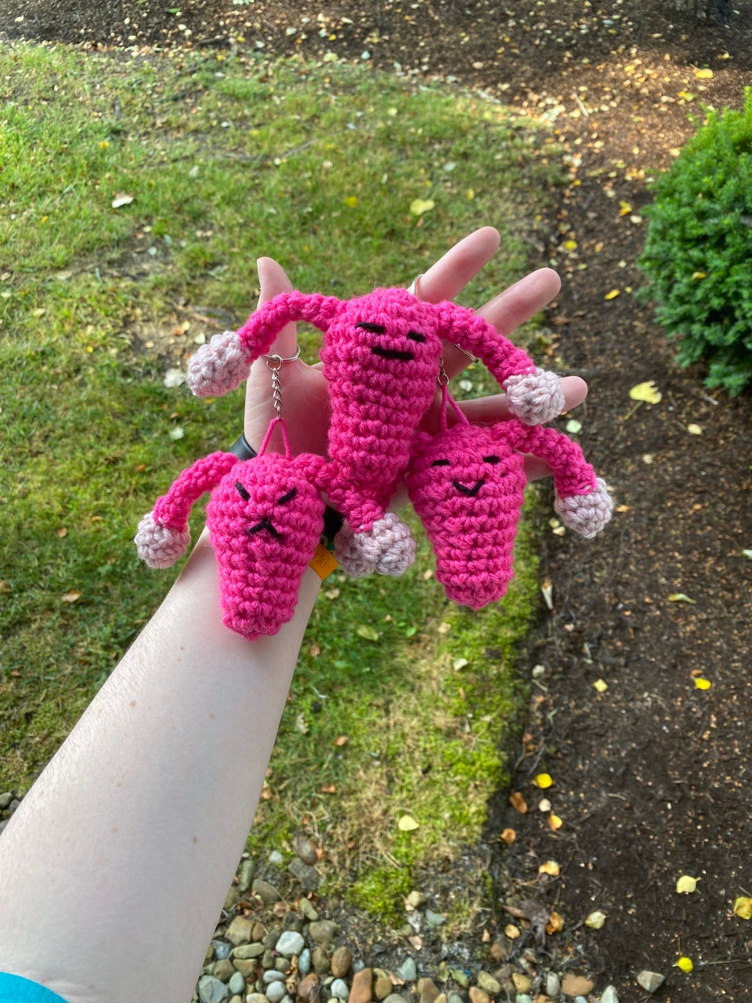 Crochet Uterus Keychain Crochet Amigurumi Angry Uterus Midwife Gift