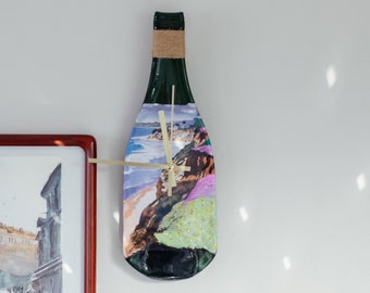 Wine Bottle Decor | Wine Glass Art | Wine Bottle Art | Wine Art | Half Bottle Wall Decor | Cute Home Decor | Minimalist Wall Art | Home Art