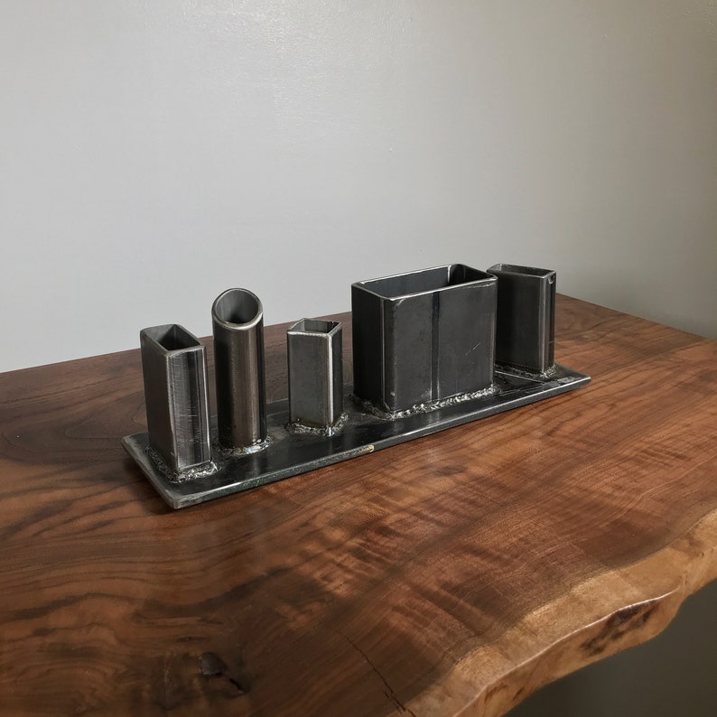 Industrial Metal Desk Organizer Handmade, office gift, gift for boss, office, workspace organizer, pencil holder, desk, MADE IN USA image 3