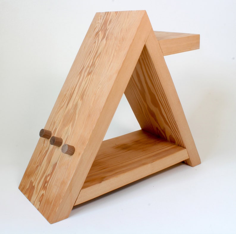 Pyramid Side Table, Wooden Triangle End Table, Reclaimed Wood, Coffee