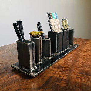 Industrial Metal Desk Organizer Handmade, office gift, gift for boss, office, workspace organizer, pencil holder, desk, MADE IN USA image 5