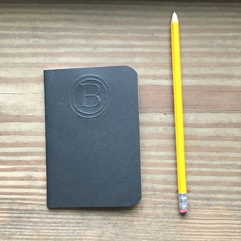 Hand-made journal monogram black please specify letter
