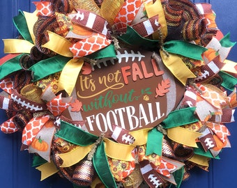 Fall Football Wreath: Handmade Thanksgiving Door Decor