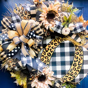 Handmade Leopard Print Fall Wreath: Thanksgiving Door Decor