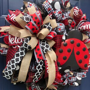 Ladybug Wreath, Ladybug Wreath for Front Door, Summer Wreath for Front Door, Summer Decor, Summer Door Decor