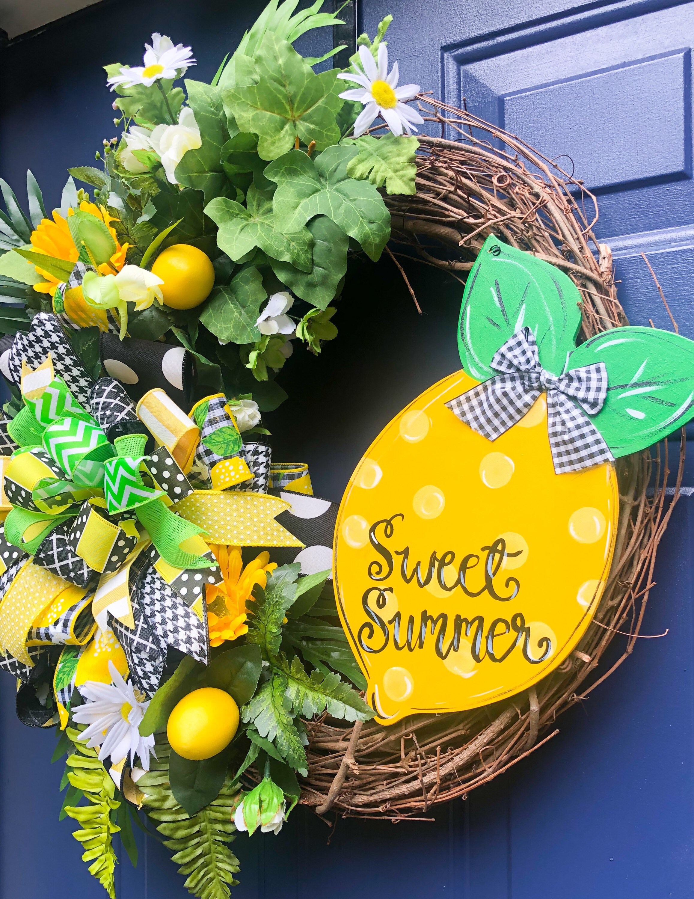 Lemonade Wreath Summer Wreath for Front Door Lemon Wreath Etsy UK