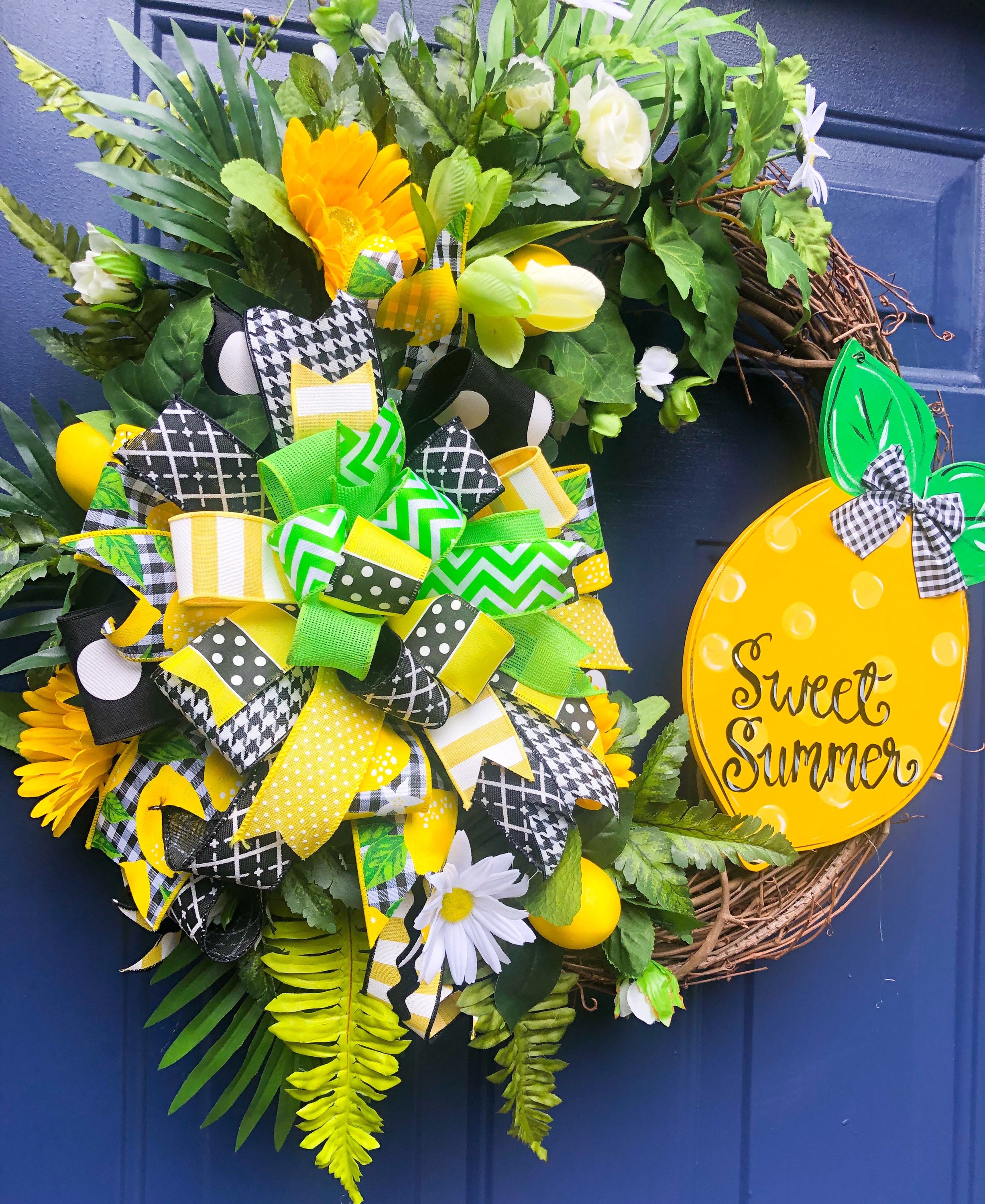 Lemonade Wreath Summer Wreath for Front Door Lemon Wreath Etsy UK