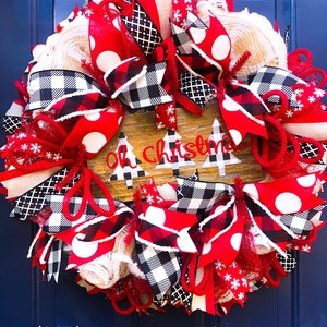 Buffalo Plaid Christmas Wreath: Farmhouse Holiday Door Decor