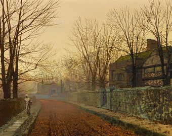 John Atkinson Grimshaw, A November morning 1883 Canvas Box Art or Print A4, A3, A2, A1 ++