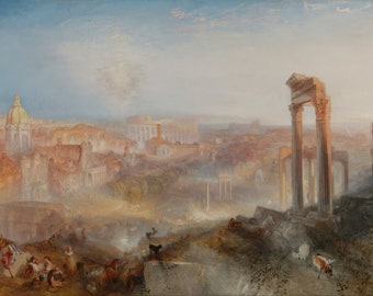 Modern_Rome-Campo Vaccino by Joseph Mallord William Turner Canvas Box Art, Print A4, A3, A2, A1