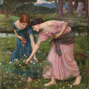 Gather ye rosebuds while ye can  byJohn William Waterhouse Canvas Box Art/ Photo  A4, A3, A2, A1 ++