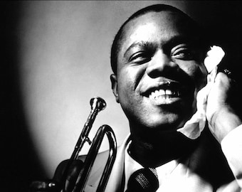 Louis Armstrong Kultig Schwarz Weiß Leinwand Box Kunst oder Druck A4, A3, A2, A1 ++
