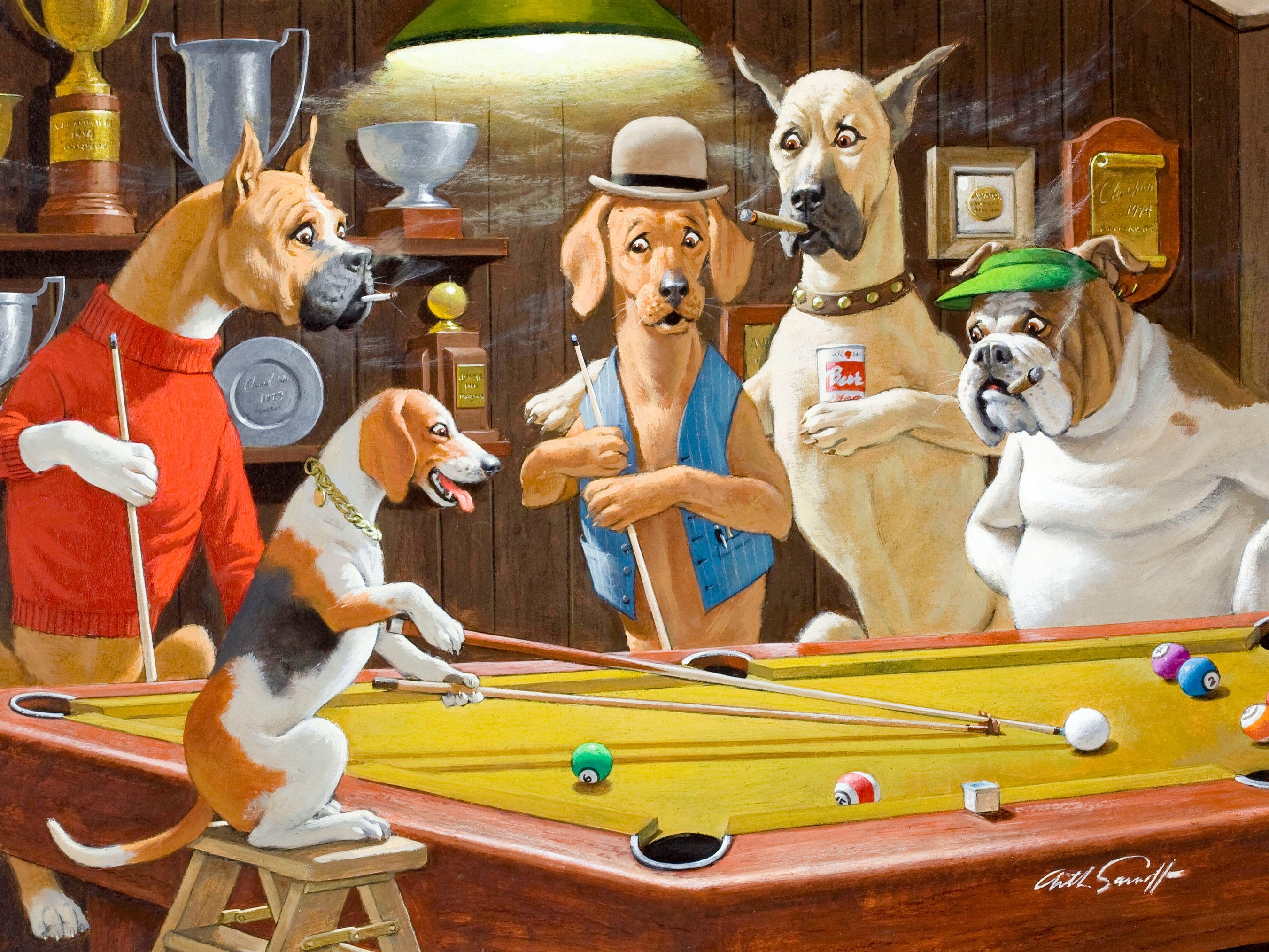 Home Decor Art QUALITY CANVAS PRINT,Arthur Sarnoff dogs Playing