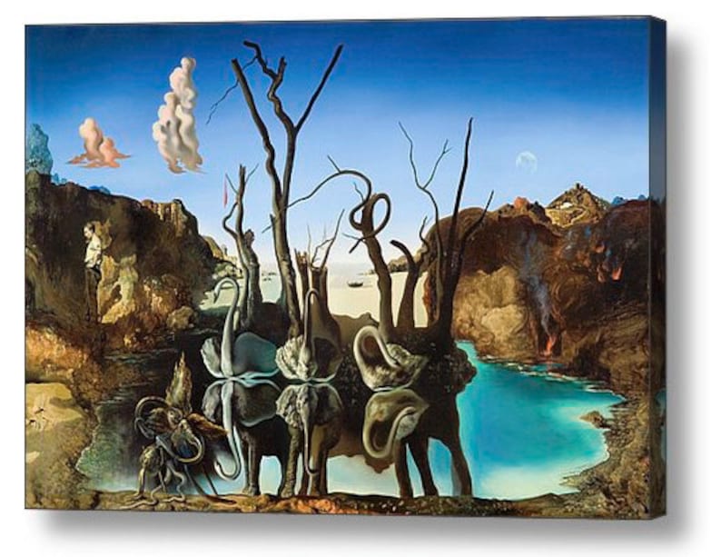 Salvador Dali Swans Reflecting Elephants Repro Canvas Box Art Very Large 44 x 30 Etsy Nederland