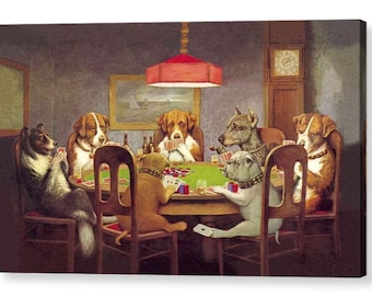 Dogs Playing Poker by C.M.Coolidge Famous Canvas/ Photo / Fine Art Print A4, A3, A2, A1