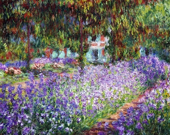 Claude Monet, Irises in Monet's Garden Canvas Box Art or Print A4, A3, A2, A1 ++