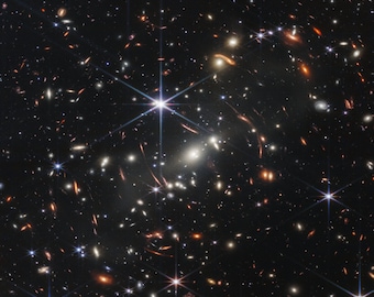 NASA JWST galaxy cluster SMACS 0723, known as Webb’s First Deep Field image Repro Canvas Box Art