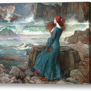pink roses young lady smelling fresh flowers Spring British Garden The Shrine Large lithograph John William Waterhouse Wedding gift