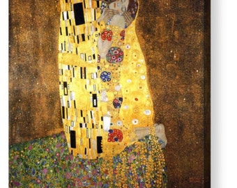 Gustav Klimt "The Kiss" Canvas Art Repro 8"x8", 10"x10", 16"x16", 20"x20", 24"x24", 30"x30", 44"x44"