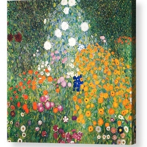 Gustav Klimt "Flower Garden" Canvas/ Photo Print Art Repro 8"x8", 10"x10", 16"x16", 20"x20", 24"x24", 30"x30", 44"x44"