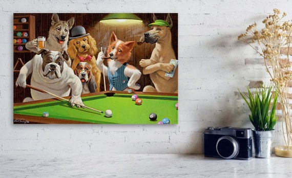 Fine Art Print Dogs Playing Roulette by Arthur Sarnoff Famous Canvas// Photo