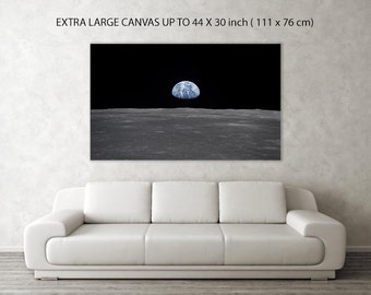 NASA Earth Rise from Apollo 11 50th Anniversary Moon Landing Canvas Picture  or Print , A4, A3, A2, A1, A0