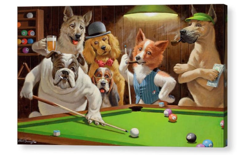 Dogs Playing Pool by Arthur Sarnoff Famous Canvas/ Photo / Etsy UK